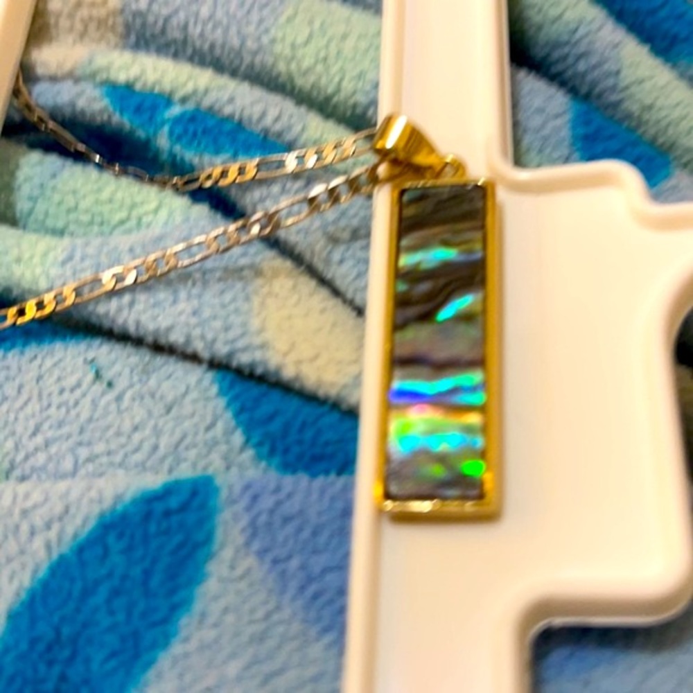 Abalone Necklace rectangle vintage no flaws - Picture 6 of 8